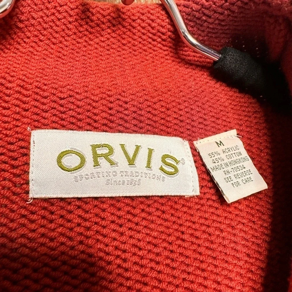 Orvis Sporting Traditions Red Shaker Knit‎ Full Zip Cardigan Sweater Mens Medium
